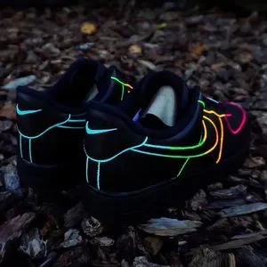 Nike Air Force 1 Black Neon Outline Custom Shoes Blue Green Yellow Pink All Size Nike Air Force 1 Black Neon Outline Custom Shoes Blue Green  main image 3